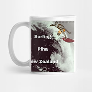 Surfing Piha New Zealand Mug